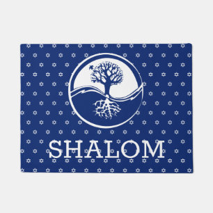 Paillasson Arbre de bleu marine d'étoile de David Shalom de