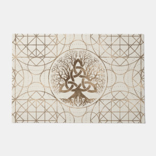 Paillasson Arbre de la vie - Yggdrasil avec de l'or de pastel