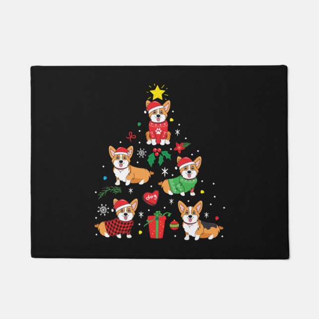 Paillasson Arbre de Noël de Corgi (Devant)