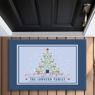 Paillasson Arbre de Noël moderne Joyeux Noël Monogramme de no