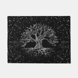 Paillasson Arbre de vie en noir et blanc