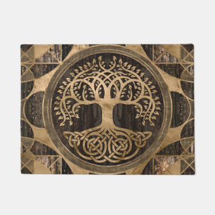 Paillasson Arbre de vie - Yggdrasil - écorce en bois et or