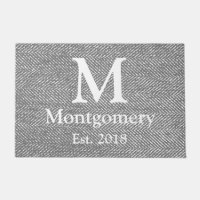 Arête de hareng grise moderne et monogramme blanc