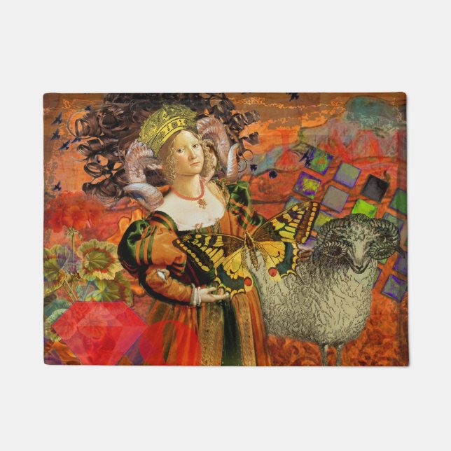 Paillasson Aries Orange Woman : Collage d'art antique gothiqu (Devant)