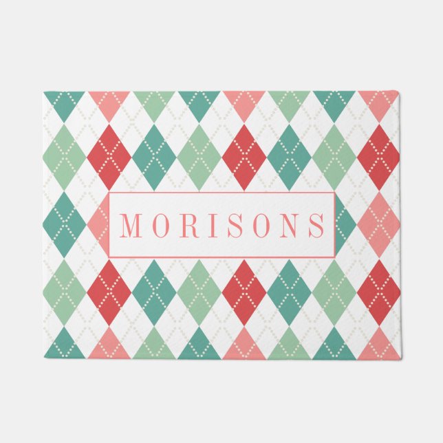 Paillasson Arlequin coloré Motif géométrique (Devant)