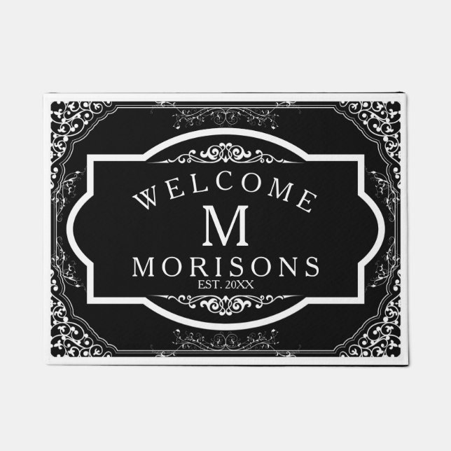 Paillasson Arrière - plan personnalisé Vintage blanc (Devant)