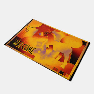 Paillasson ART Abstrait - A HORSE - orange brun