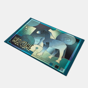 Paillasson ART Abstrait - A HORSE - sable bleu