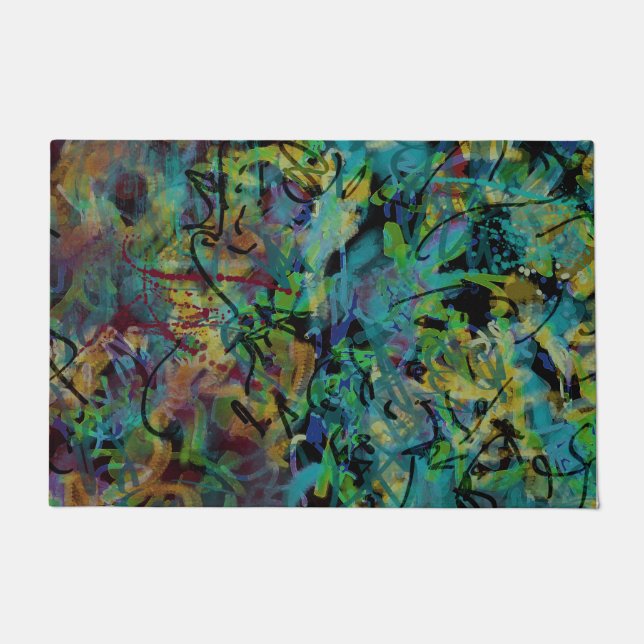Paillasson Art abstrait multicolore griffonné (Devant)