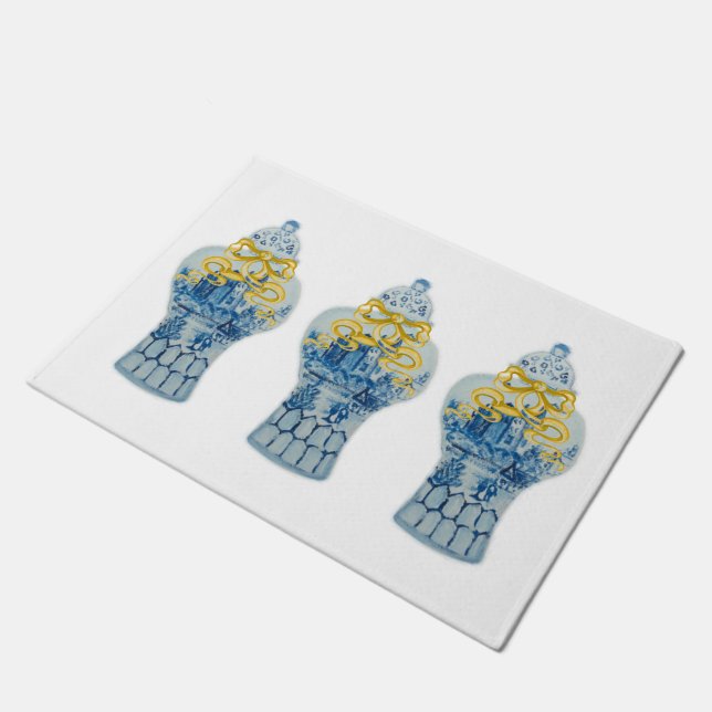 Paillasson Art Christmas Blue Ginger Jar Rug Doormat (Incliné)