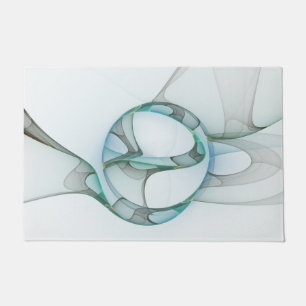 Paillasson Art fractal abstrait moderne bleu turquoise gris