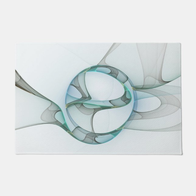 Paillasson Art fractal abstrait moderne bleu turquoise gris (Devant)