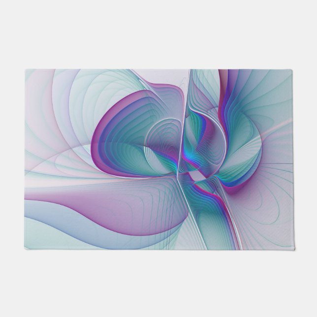 Paillasson Art Fractal Abstrait rose bleu turquoise (Devant)