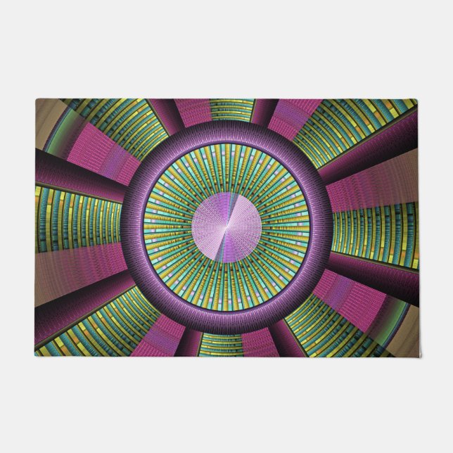 Paillasson Art Fractal Moderne Rond Et Coloré (Devant)