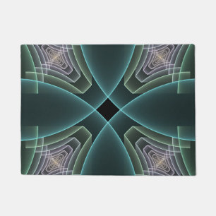 Paillasson Art graphique géométrique fractal sarcelle moderne