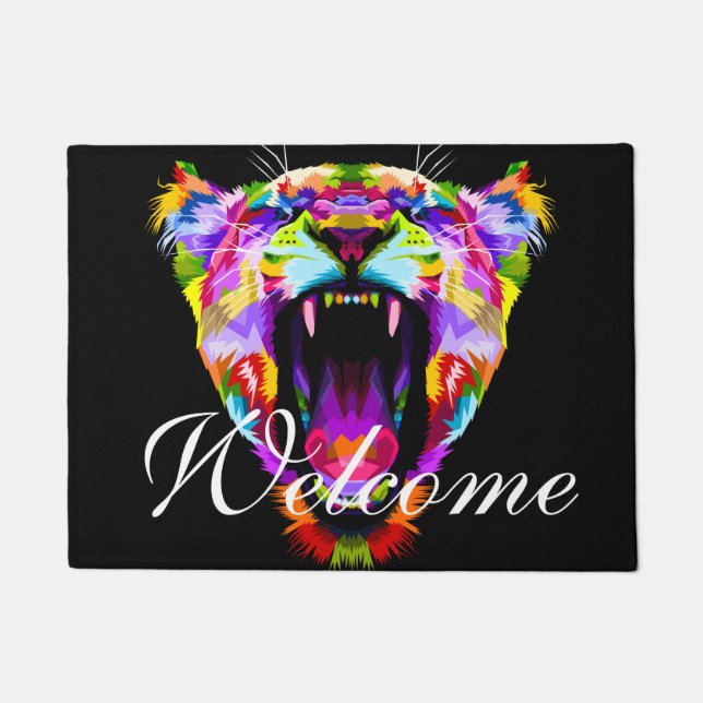 Paillasson Art Lion Coloré - Bienvenue (Devant)