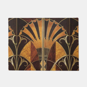 Paillasson art Nouveau, art déco, vintage, couleurs en bois,