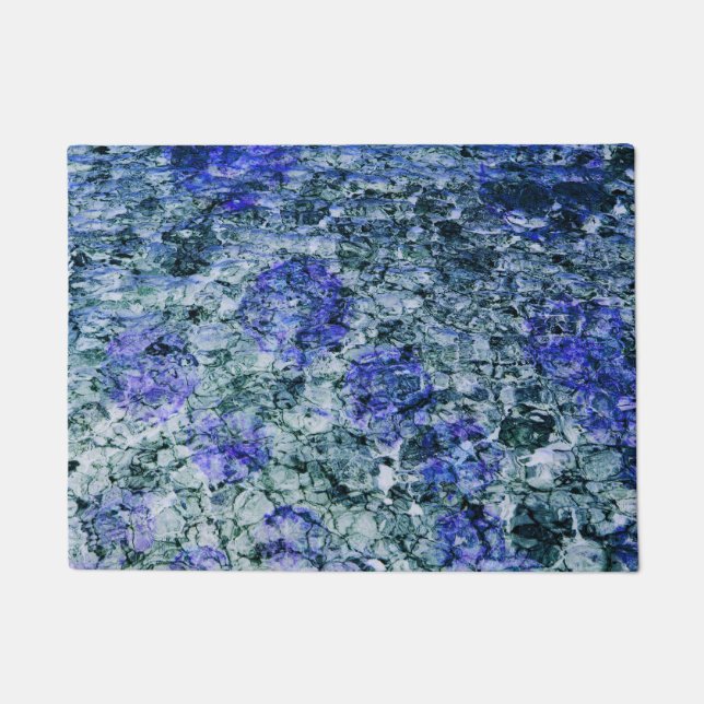 Paillasson Art numérique d'aquarelle bleue arrière - plan abs (Devant)