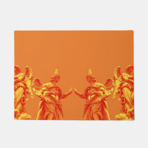 Paillasson Art numérique de couleur orange avec sculptures