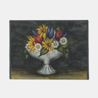 Paillasson Art populaire primitif mat Floral Doormat