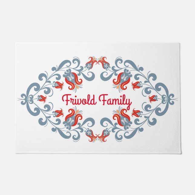 Paillasson Art populaire scandinave "Velkommen" Mat personnal (Devant)