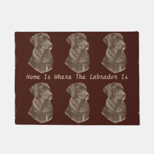 Paillasson art retreive brun chocolat de portrait de chien de