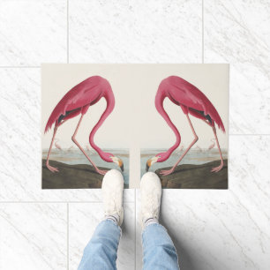 Paillasson Art Vintage Audubon Flamant rose Américain Oiseau 