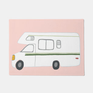 Paillasson Art vintage de Motorhome de campeur mignon sur le