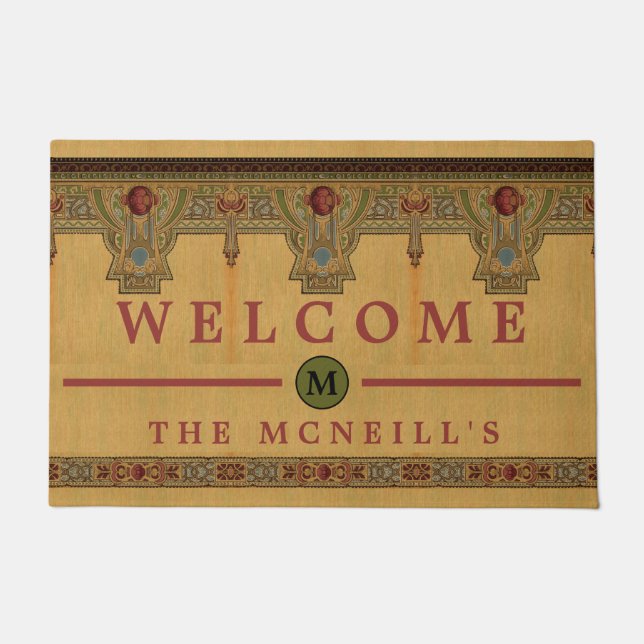 Paillasson Arts & Artisanat, Artiste ou Rose de style Mission (Devant)