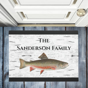 Paillasson Aspen rustique Bark Trout pêcheur Lake House