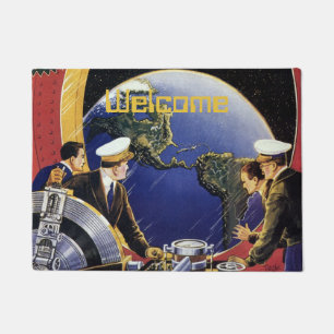 Paillasson Astronautes de la science-fiction vintage en orbit