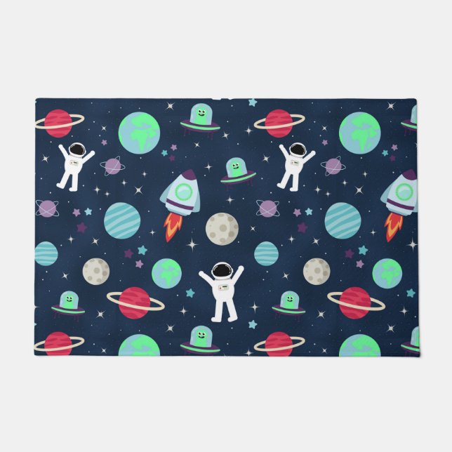 Paillasson Astronautes Planètes Fusées et Aliens (Devant)