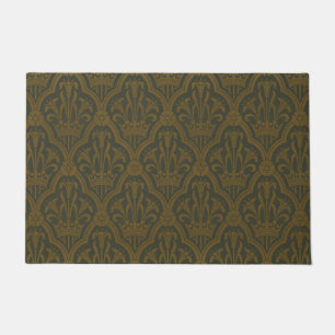 Paillasson Audsley Or vintage lily couronne vert damas d'art
