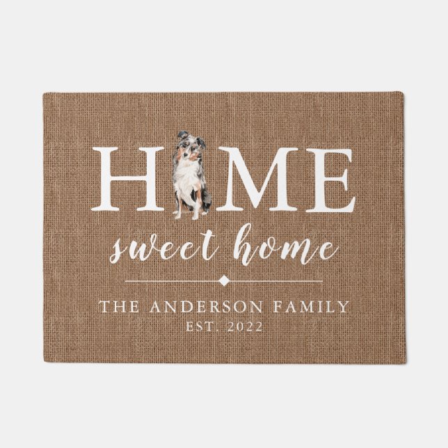 Paillasson Australian Shepherd Home Sweet Home Doormat (Devant)