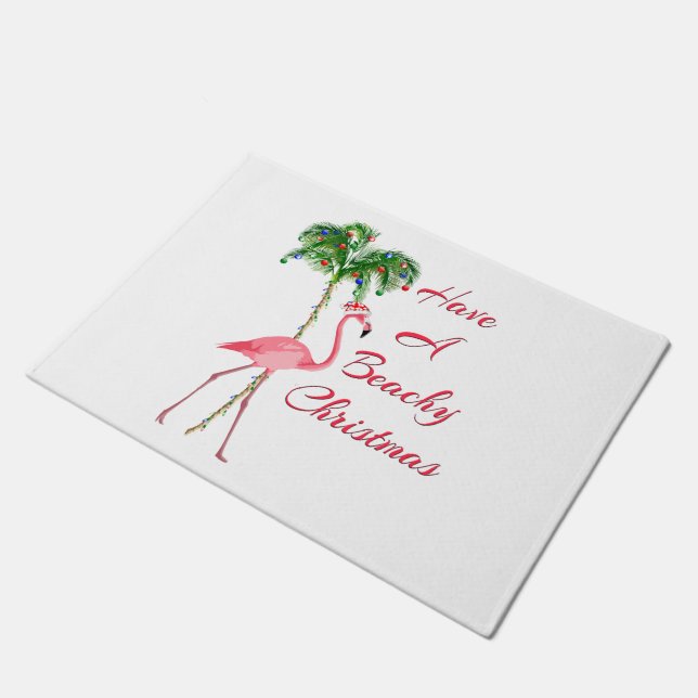 Paillasson Ayez Un Flamant rose De Noël De Plage (Incliné)