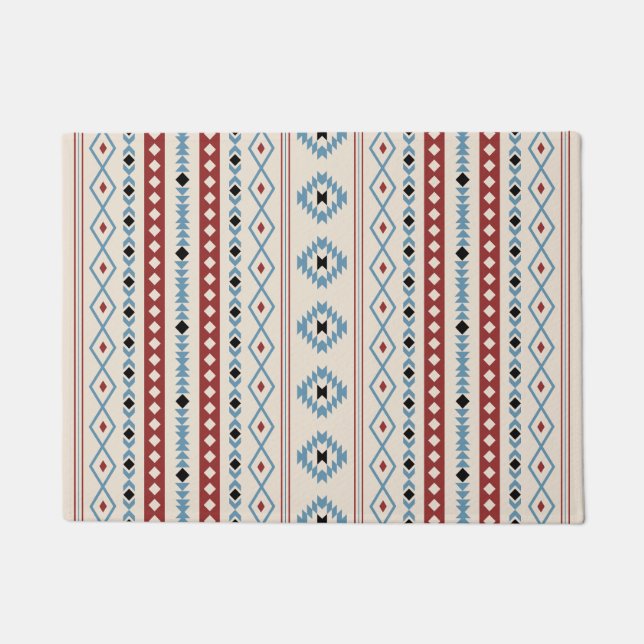 Paillasson Aztec Blue Red Black Cream Mixte Motifs V Motif (Devant)