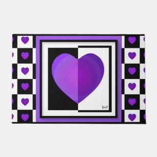 Paillasson B&W Purple Hearts Beating