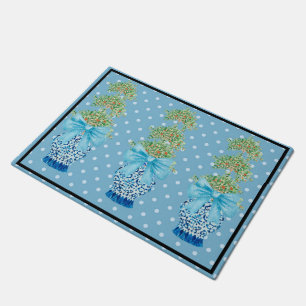 Paillasson Baby Blue Chinoiserie Orange Topiary Doormat