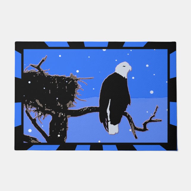 Paillasson Bald Eagle en hiver - Art original de la faune (Devant)