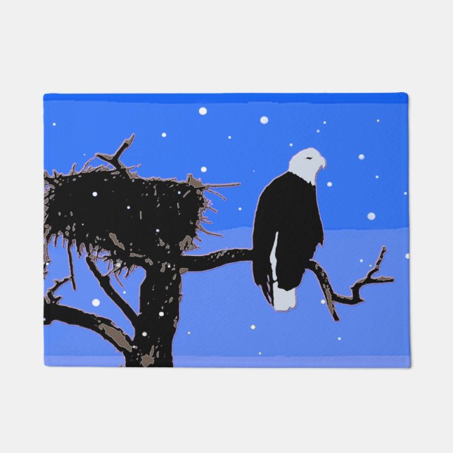 Paillasson Bald Eagle en hiver - Art original de la faune (Devant)