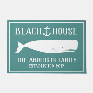 Paillasson Baleine blanche côtière et Ancre Beach House Sea