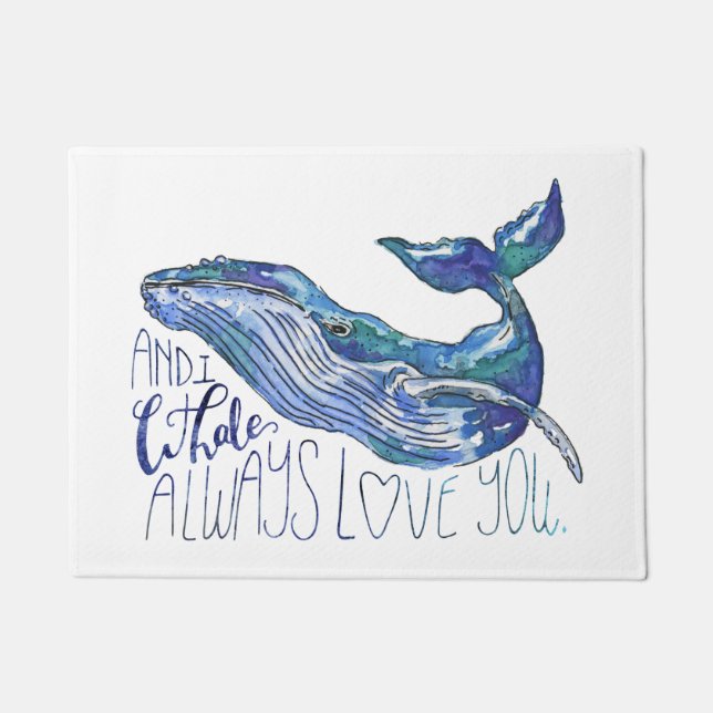 Paillasson Baleine d'aquarelle - d'I de baleine amour (Devant)