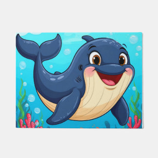 Paillasson Baleine de dessin animé joyeuse nageant