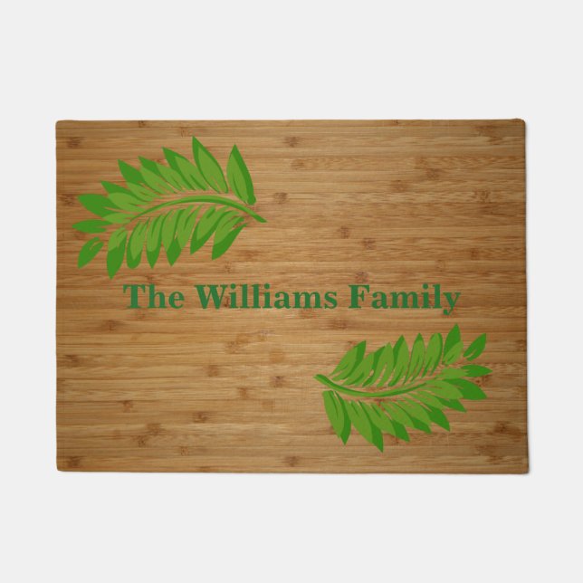 Paillasson Bambou look porte personnalisée (Devant)