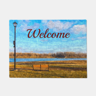Paillasson Banc de la rivière Missouri - Peinture de bienvenu