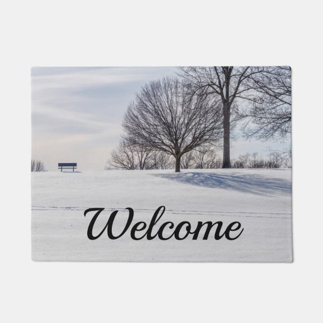Paillasson Banc Sur La Neige Couvert Hill Welcome Doormat (Devant)