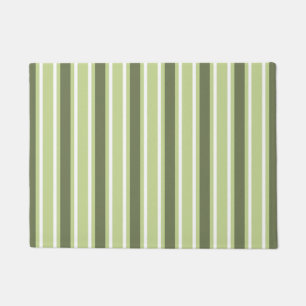Paillasson Bandes de bonbons d'olive et blanc