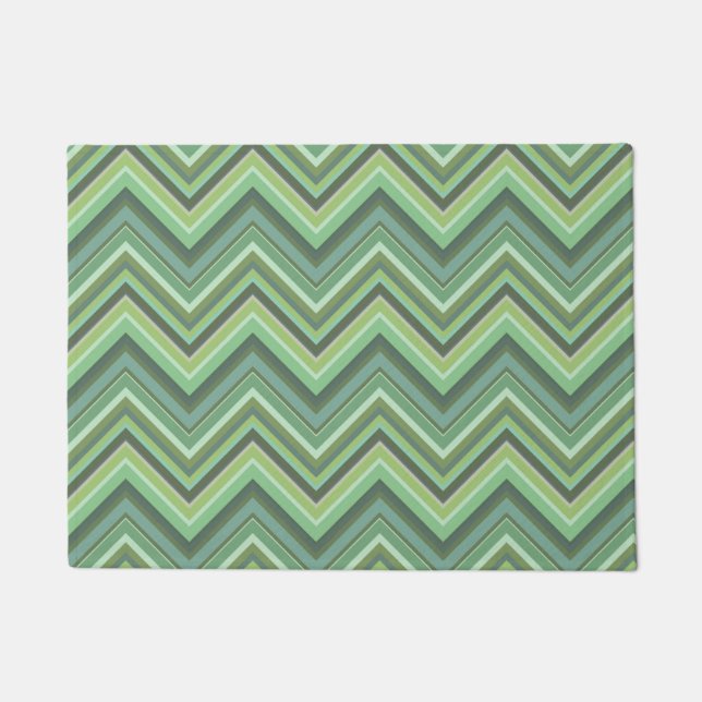 Paillasson Bandes de zigzag vert olive (Devant)