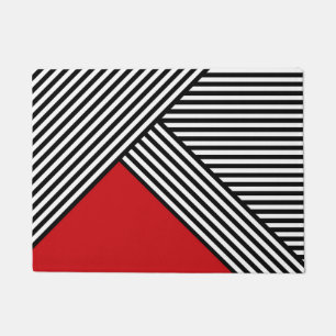 Paillasson Bandes noires et blanches avec triangle rouge