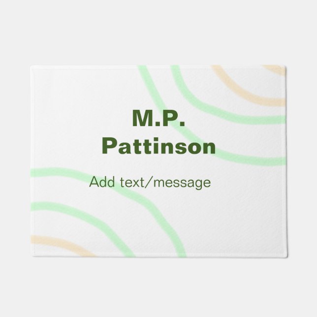 Paillasson Bandes orange vertes ajouter le nom message texte  (Devant)